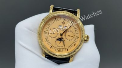 Patek Philippe Grand Complications CH 29-535  Automatic Movement Black  Leather Strap Gold 42mm Watch
